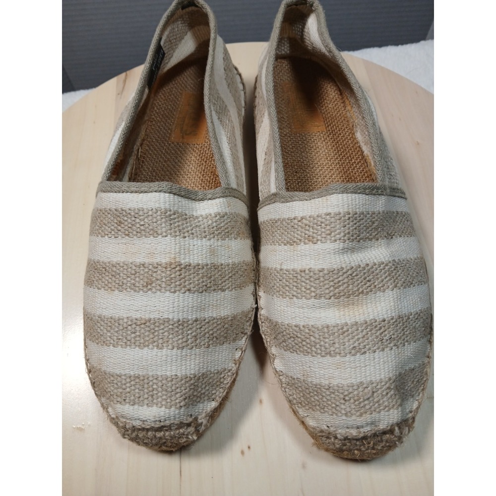 Bass Women's Summer Cream Striped Espadrilles Flats Size 11 Made in Spain